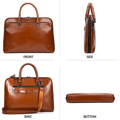 Blofinche Genuine Leather laptop Briefcase: Messenger shoulder bag 15 16 inch men macbook case women work satchel designer handbag Brown - Image 6
