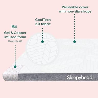 Sleepyhead Twin XL 3 Inch Super Memory Foam Mattress Topper for College Dorm – Copper & Gel Infused, Cooling, Washable Cover, Thick & Comfortable Mattress Pad, Dorm Room Essentials (XL Twin 3") - Image 3
