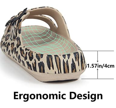 Weweya Athletic Outdoor Slides Sandals for Women and Men Slip On Wide Width Eva Rubber Flat Foam Cozy Slides Thick Sole Comfort Walking Sandals Leopard Men Size 8.5 9 9.5 Women Size 9.5 10 10.5 - Image 3
