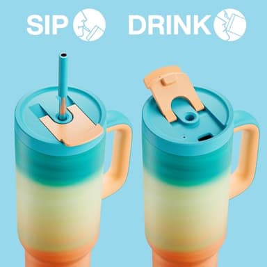 ENCOOL 40 oz Tumbler with Handle and Straw, 100% Leakproof Insulated Tumbler with Lid and Straw, Stainless Steel Travel Mug, Keeps Cold for 34 Hours, Car Cup Holder Friendly (Avenue) - Image 4