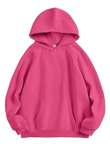 ANRABESS Women Hoodies Oversized Fleece Long Sleeve Comfy Casual Basic Pullover Sweatshirts 2025 Fall Outfits Sweater Hot Pink Medium - Image 1