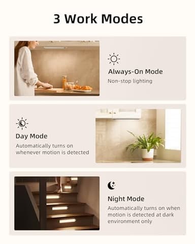 EZVALO 5 Pack Under Cabinet Lighting, Rechargeable Motion Sensor Light, LED Closet Lights Wireless, 3500K Dimmable, Timer, Magnetic, with Remote Control for Kitchen, Closet, Stair - Image 5
