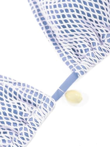 ZAFUL Women's Triangle Bikini Multiway Fishnet Tie Side Bandeau Halter String Bikini Set Two Piece Swimsuit Bathing Suits (1-Light Blue, Small) - Image 4