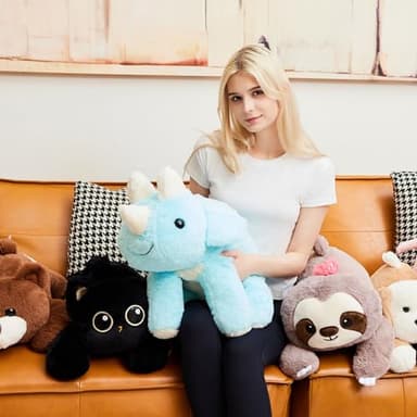 uoozii 24" | 5 Pounds Blue Dinosaur Weighted Stuffed Animals with Unscented Microwavable Heating Pad, Cute Coolable Heatable Weighted Plush Warm Gift for Kids & Adults - Image 4