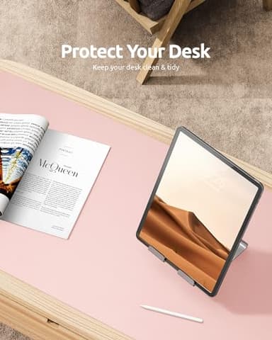 YSAGi Leather Desk Protector, Office Mat, Large Mouse Mat, Non-Slip PU Leather Blotter, Laptop Desk Pad, Waterproof Writing Pad for Office and Home (Light Pink, 31.5" x 15.8") - Image 7