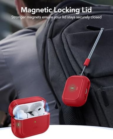 ESR for AirPods Pro 2 Case, Compatible with Airpods Pro Case 2nd / 1st Generation (2023/2022/2019), Compatible with MagSafe, Full Drop Protection Cover with Lanyard, Dark Red - Image 5