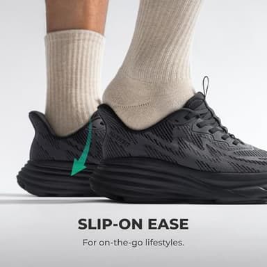 ALLSWIFIT Men's Slip On Walking Shoes Hands-Free Cushion Running Tennis SwiftPlush Non-Slip Comfortable Workout Gym Athletic Fashion Sneakers,Size 13,Black,AMUMRS2512 - Image 3