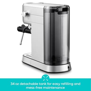 CASABREWS CM5418 Espresso Machine 20 Bar, Compact Espresso Maker with Steam Milk Frother, Stainless Steel Coffee Machine with 34oz Removable Water Tank for Cappuccino, Latte, Silver - Image 5