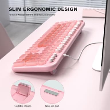 MOWUX Wired Keyboard with Backlit, Light Up Computer Keyboards with Multimedia Keys, Full Size Wired Keyboard with Illuminated LED, Plug and Play, Anti-Wear Letters for Laptop, Desktop- Pink Colorful - Image 5
