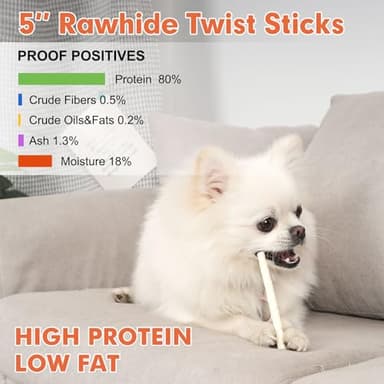 MON2SUN Dog Rawhide Twist Sticks Natural 5 Inch Thin Sticks Rawhide Chews Treats for Puppy and Small Dogs 120 Count - Image 4