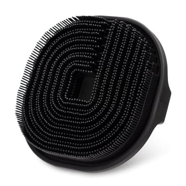 Silicone Body Scrubber, Exfoliating Body Wash Scrubbers Exfoliator, Shower Body Brush for Effective Showering Exfoliation and Gentle Massage, Lather Well and Anti-Slip Handle Loofah (Black) - Image 1