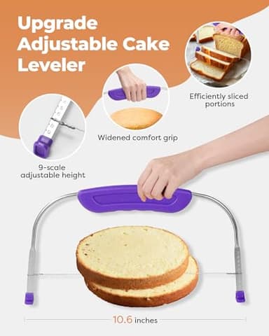 Kootek 51 Pcs Cake Decorating Kit, 12" Aluminum Alloy Cake Turntable, 10 Numbered Icing Tips, Offset and Straight Spatulas, Cake Leveler, Pastry Bags Baking Supplies - Image 4
