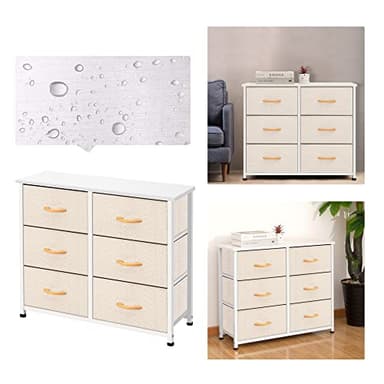 AZL1 Life Concept 6 Drawers Fabric Dresser, Tower Dresser for Bedroom, Hallway, Nursery, Entryway, Closets, Sturdy Metal Frame, Wood Tabletop, Easy Pull Handle, Ivory - Image 6