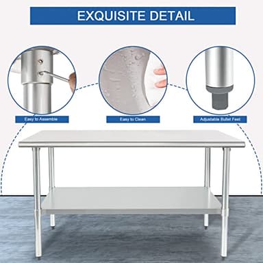 HARDURA Stainless Steel Table 24X60 Inches with Undershelf and Galvanized Legs NSF Heavy Duty Commercial Prep Work Table for Restaurant Kitchen Home and Hotel - Image 4