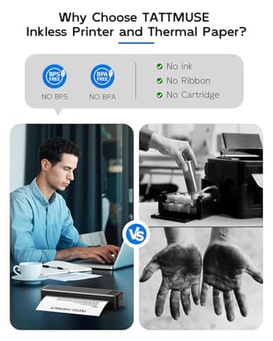 Portable Printers Wireless for Travel, Bluetooth Inkless Thermal Printer Support 8.5" X 11" US Letter, Mobile Printer for Phone Laptop, with Case and 4 Rolls Thermal Paper Kit, for Home Office Receipt - Image 3