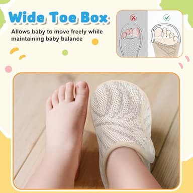 FEETCITY Baby Girls Shoes Wide Toe Box Baby Sneakers First Walking Shoes Infant Barefoot Shoes Infant Sneakers 12-18 Months - Image 2