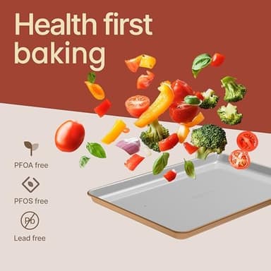 Bakken 8-Piece Stackable Bakeware Set - Ceramic Non-Stick Coating, Baking Sheets, Assorted Baking Pans, PTFE, PFOA & PFOS Free - Healthy Baking, Ergonomic Handles, Cooling Rack, Non-Toxic, Oven-Safe - Image 8