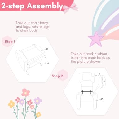 JC HOME Candy Kids Reclining Chair Leather Recliner Sofa Push Back Toddler Youth Children Child Ages 1-6 - Image 8