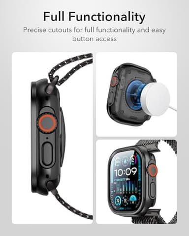 ESR for Apple Watch Ultra 3 /Ultra 2 /Ultra Case with Screen Protector 49mm (2025) Military Grade Protection, Aluminum Alloy Case with 2 Pack Armorite Glass Protector Set, Stay Original, Black - Image 9