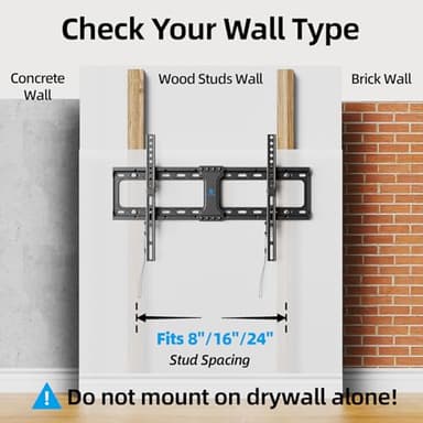 UL Listed Fixed TV Wall Mount for 37-86 Inch Screens, Low Profile TV Mount Fits 16", 18", 24" Studs, Wall Mount Bracket with Quick Release Lock, Max VESA 600x400mm, Holds up to 132 lbs by USX STAR - Image 4