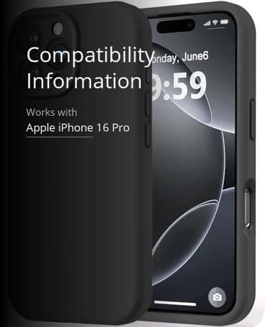 LOVE 3000 Designed for iPhone 16 Pro Case, Premium Silicone with [Soft Anti-Scratch Microfiber Lining] Shockproof Protective Phone Case for Men Women Girls 6.3", Black - Image 3