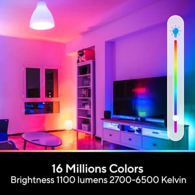 U-tec Smart Light Bulbs, 1100 Lumen, 90+CRI WiFi Mesh & Bluetooth Color Changing A19 Light Bulb, 16 Million DIY Colors RGB Light Bulbs, Compatible with Alexa, Google Assistant Home App, 4 Pack - Image 4