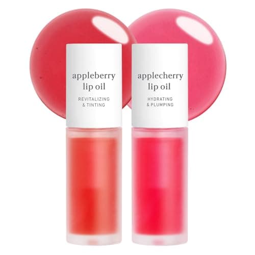 NOONI Korean Lip Oil Set - Appleberry & Applecherry | Long-Lasting, Moisturizing, Plumping, Revitalizing for Dry Lips, Waterproof, No Peel Off, 0.12 FL Oz x 2ea - Image 1
