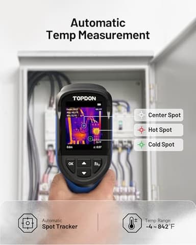 TOPDON TC004 Mini Handheld Thermal Imaging Camera, 240 x 240 TISR Resolution, -4°F to 842°F, 15-Hour Battery Life, 128 x 128 IR Resolution, 25Hz Infrared Camera, High/Low Temp Alerts, Auto Shutdown - Image 6