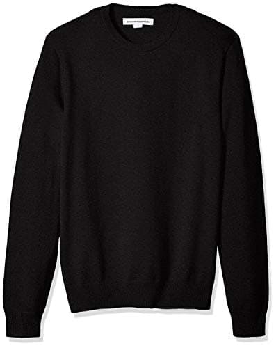 Amazon Essentials Men's Long-Sleeve Crewneck Sweater, 100% Cotton, Big & Tall Options Available, Black, Large - Image 1