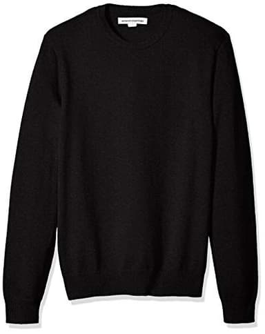 Amazon Essentials Men's Long-Sleeve Crewneck Sweater, 100% Cotton, Big & Tall Options Available, Black, Large - Image 1