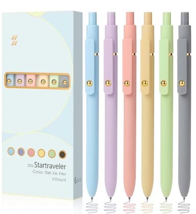 FIOVER Colored Pens, 6 Pack Colorful Gel Pens, Quick-Dry 0.7mm Medium Point for Journaling, Note Taking, Doodling, Aesthetic Office School Supplies, Gifts for Women Men(Multiple Colors) - Image 1