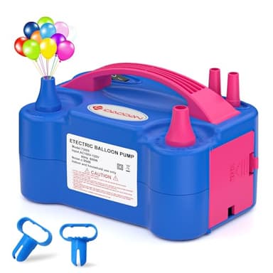 IDAODAN Electric Balloon Pump, Portable Electric Balloon Blower Machine Balloon Air Pump Dual Nozzle Rose Red 110V 600W Balloon Inflator for Party Decorations - Image 1