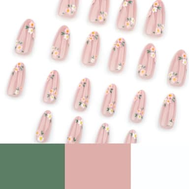 OHWODA Pink Spring Press on Nails Almond Shape Fake Nails with Small Flower Designs Daisy Floral Artificial Nails Medium Length Spring Summer Glue on Nails Flowers Stick on Nails for Women, 24Pcs - Image 4