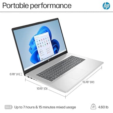 HP 17 inch Touchscreen Laptop Computer for Business & Home Student, Intel Processor 8-Core, 32GB DDR4 RAM, 1TB PCIe SSD, WiFi 6, Bluetooth 5.4, Numeric Keypad, Silver, Windows 11 Home, Type C HUB - Image 6