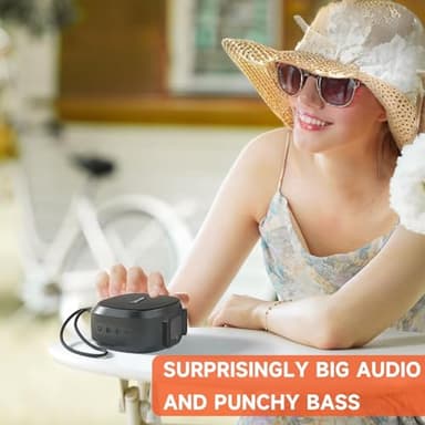 PEICHENG Speaker, Small Portable Bluetooth Wireless IPX5 Waterproof Shower Speaker,Loud Stereo Sound Deep Bass,TWS Paire, RGB Lights,Long Playtime for Outdoor Party, Great Gift,1PC(Black) - Image 4