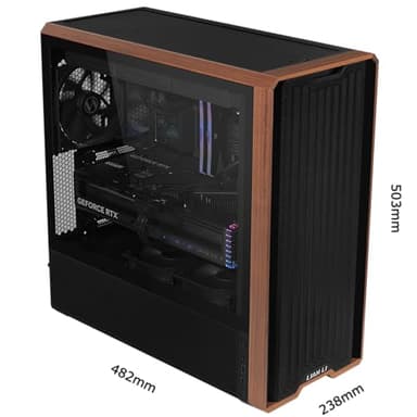 Lian Li LANCOOL 217 Genuine Walnut Wood Computer Case, Mid-Tower ATX PC Case with 5 Pre-Installed PWM Fans 2x170mm, 2x120mm & 1x140mm, Flexible PSU & Cable Installation - Black (LAN217X) - Image 3