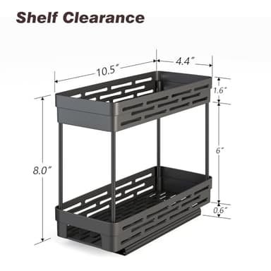 2 Pack Pull Out Spice Rack Organizer for Cabinet, Slide Out Spice Racks Organizer, Spice Cabinet Organizers, Cabinet Size Need:12'' Highx11'' Deepx5'' Wide,Hold 10 Spice Jar Each Tier-2Tier, Black - Image 4