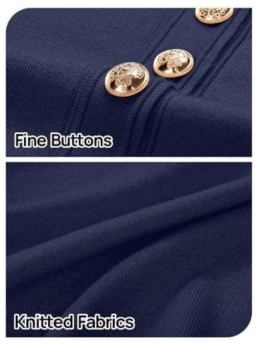 MEROKEETY Women's Knit Bodycon Sweater Dress Button Short Sleeve Crew Neck Elegant Formal Mini Dress, Navy, X-Large - Image 5