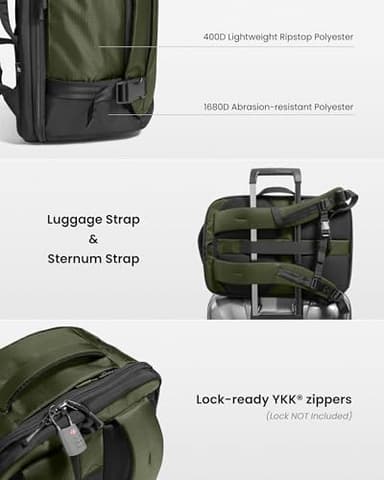 tomtoc Travel Backpack 28L, TSA Friendly Flight Approved Carry-on Luggage Hand Water-resistant Lightweight Business Rucksack, Durable Bag Fits 16 Inch Laptop - Image 8