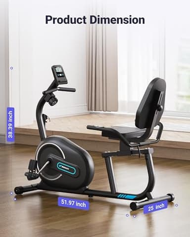 MERACH Recumbent Exercise Bike for Home with Smart Bluetooth and Exclusive App Connectivity, LCD, Heart Rate Handle, S08 Magnetic Recumbent Bikes, Black - Image 9