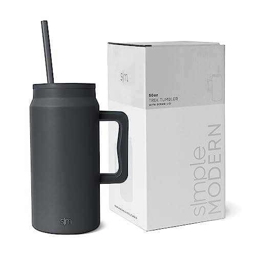 Simple Modern 50 oz Mug Tumbler with Handle and Straw Lid | Reusable Insulated Stainless Steel Large Travel Jug Water Bottle | Gifts for Women Men Him Her | Trek Collection | 50oz | Graphite - Image 1