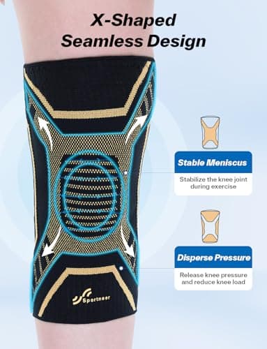 Copper Knee Brace for Men & Women - Knee Compression Sleeve with Side Stabilizers - Knee Support for Running, Hiking, Working, Basketball, Volleyball, Gym, Meniscus Tear, ACL, Arthritis Knee Pain Relief, A Pair (Black-Copper(a pair), X-Large(19"-22")) - Image 6