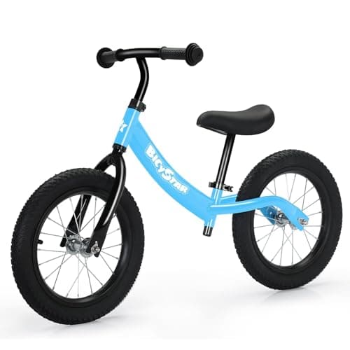 14 Inch Balance Bike for Kids 3-6 Year Old, Bike with No Pedals, Air Rubber Tires, Adjustable Height, Foot Rest, Pedalless Bicycle Boys, Girls (Blue) - Image 1