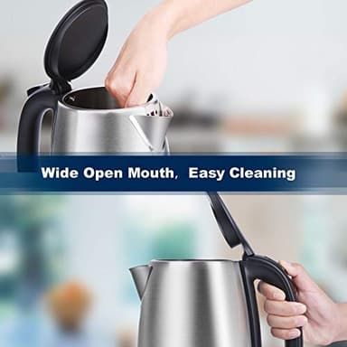 CHINYA Electric Kettle, 1.7 Liter Stainless Steel Tea Kettle with Blue LED Light, Fast Heating Countertop Tea Maker Hot Water Boiler with Auto Shut-Off & Boil Dry Protection, Black - Image 7