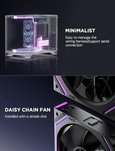 Asiahorse Dawn 120mm Case Fan, ARGB PWM 1850RPM/71CFM Airflow, Forward & Reverse Blade Design, Low Noise, Precision HDB Bearings High Performance UNI PC Fan Modular Daisy Chain - Image 3