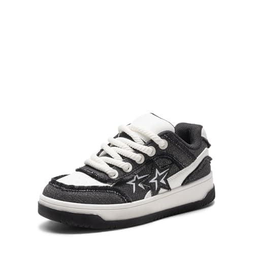 DREAM PAIRS Women's Sneakers Walking Lace-Up Comfortable Casual Rube Flat Low-Top Fashion Sneakers Shoes.,Size 9,Black,SDFN2437W - Image 1