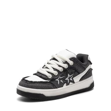 DREAM PAIRS Women's Sneakers Walking Lace-Up Comfortable Casual Rube Flat Low-Top Fashion Sneakers Shoes.,Size 9,Black,SDFN2437W - Image 1