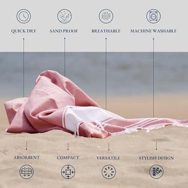 LANE LINEN Turkish Beach Towels for Women, Set of 6 - Large 39"x71", Pre-Washed, No-Shrink, Sand-Free, Quick Dry, Lightweight, Soft Beach Bath Towels - Vintage Beach - Image 6