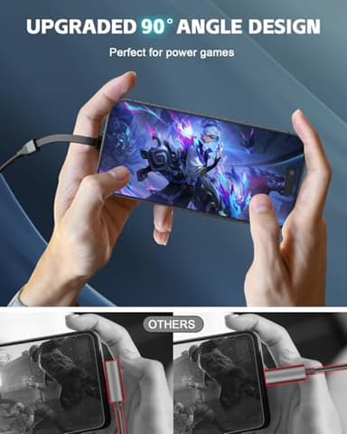 USB C Cable 1ft, 60W Type C Charger Fast Charging, Nylon Braided Right Angle USB-C Cable, 90 Degree C Cord Charger for iPhone 16/15 Pro Max, Apple MacBook Pro, iPad, Pixel, Samsung Etc. - Image 2