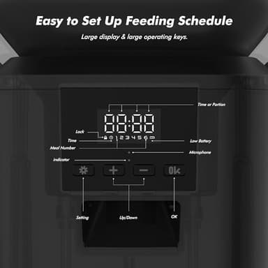 Automatic Dog Feeder - 8L/34 Cups Large Capacity Automatic Cat Food Dispenser with LCD Screen, Large Food Tray, Battery Operated, Timed Cat Feeder, Up to 50 Portions 6 Meals Per Day, Keeps Fresh - Image 8